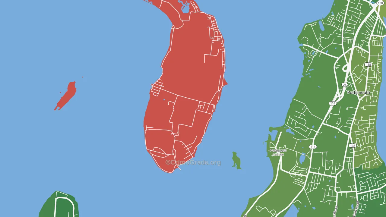 Prudence Park, RI Map of Drug-Related Crime Rates