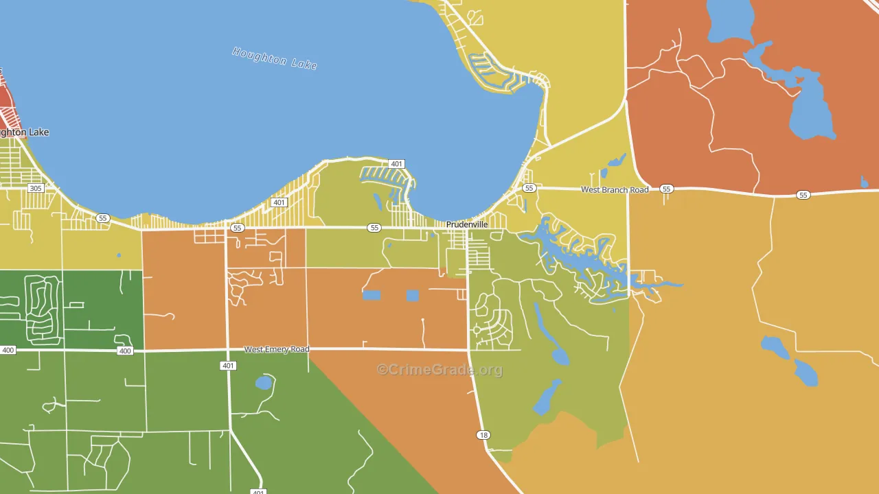 Prudenville, MI Map of Drug-Related Crime Rates