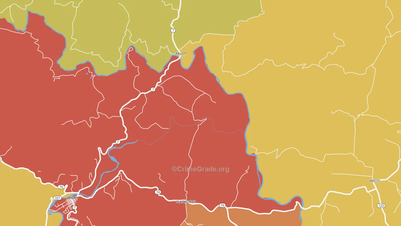 Pruitt, AR Map of Drug-Related Crime Rates