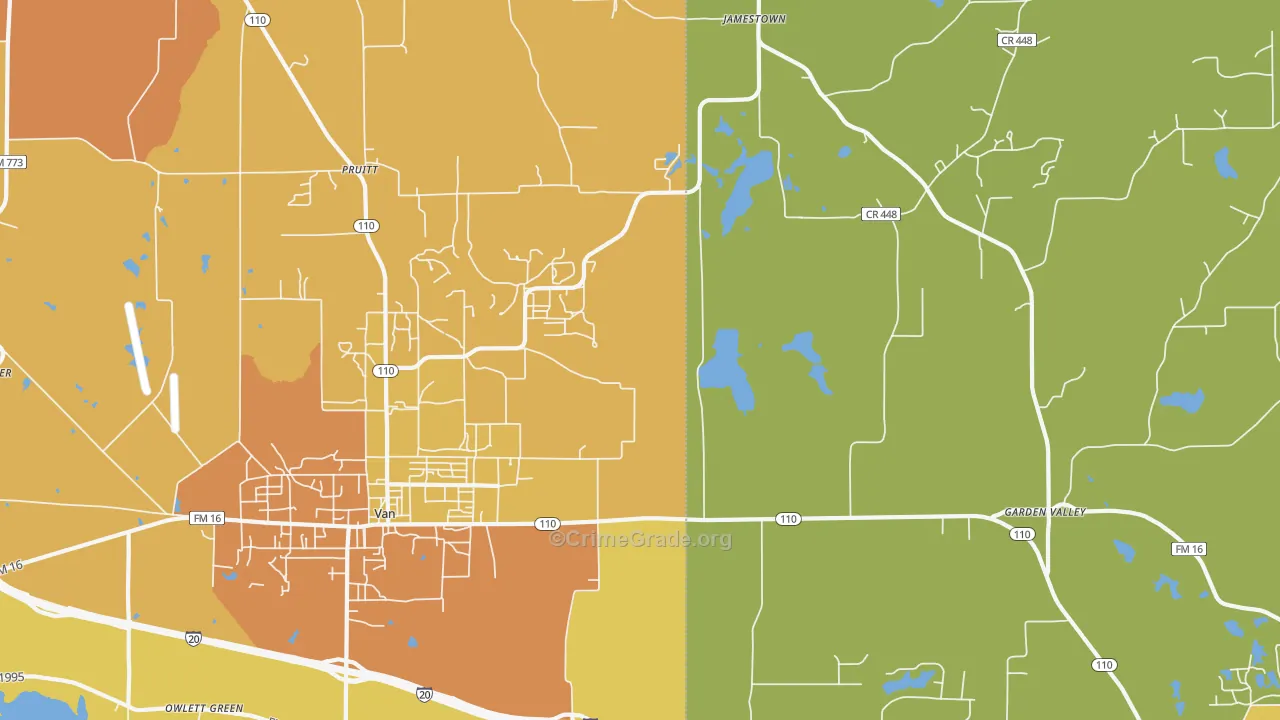 Pruitt, TX Map of Drug-Related Crime Rates
