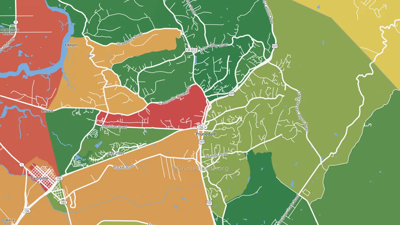 Prunedale, CA Map of Drug-Related Crime Rates