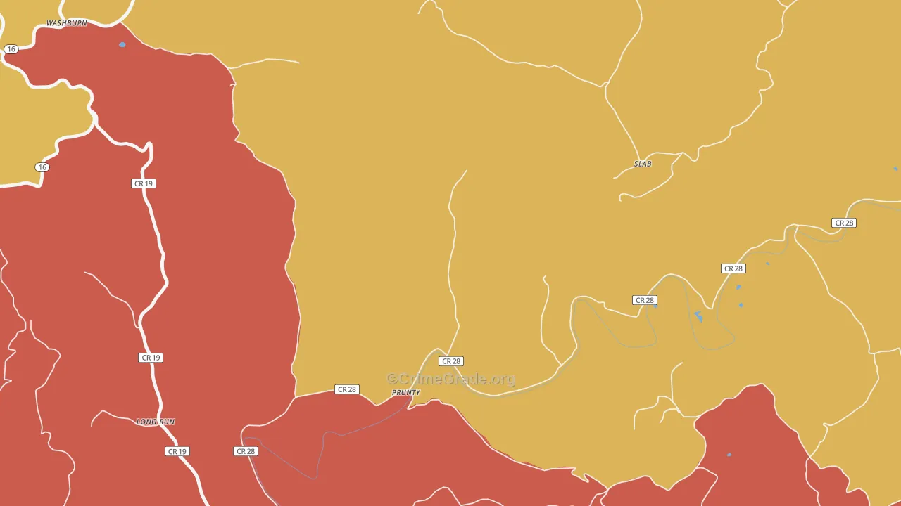 Prunty, WV Map of Drug-Related Crime Rates