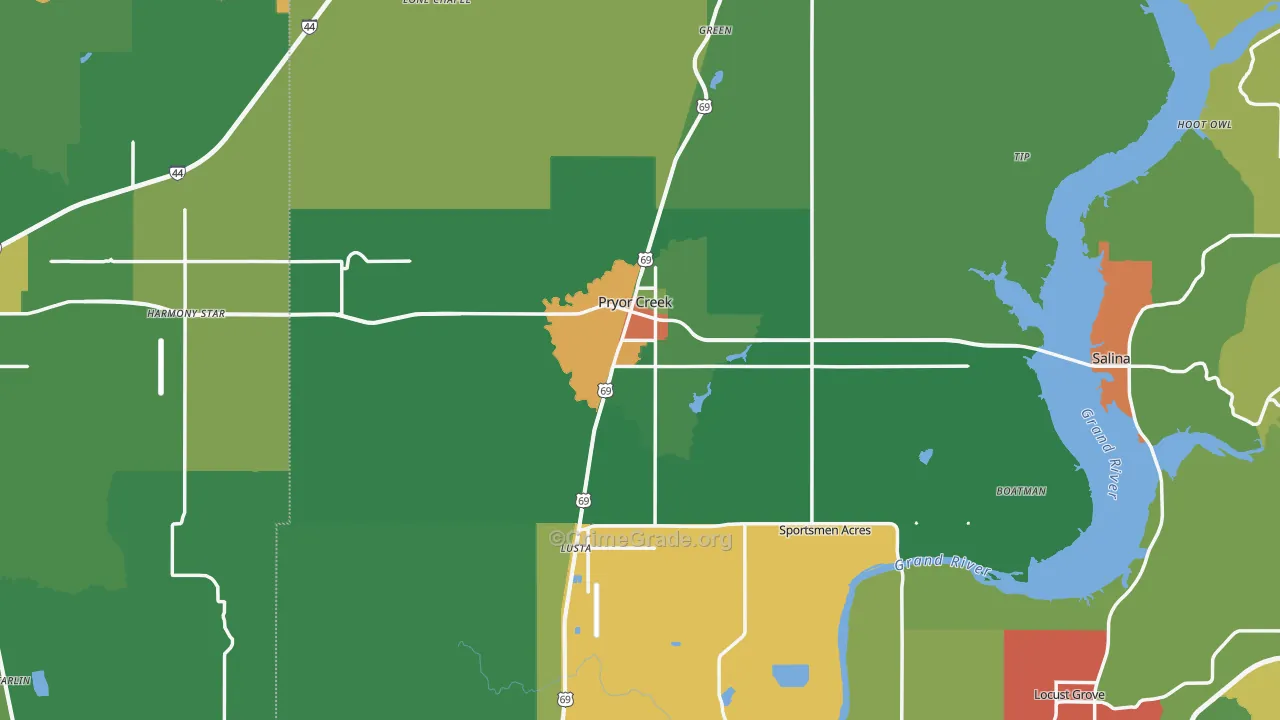 Pryor, OK Map of Drug-Related Crime Rates