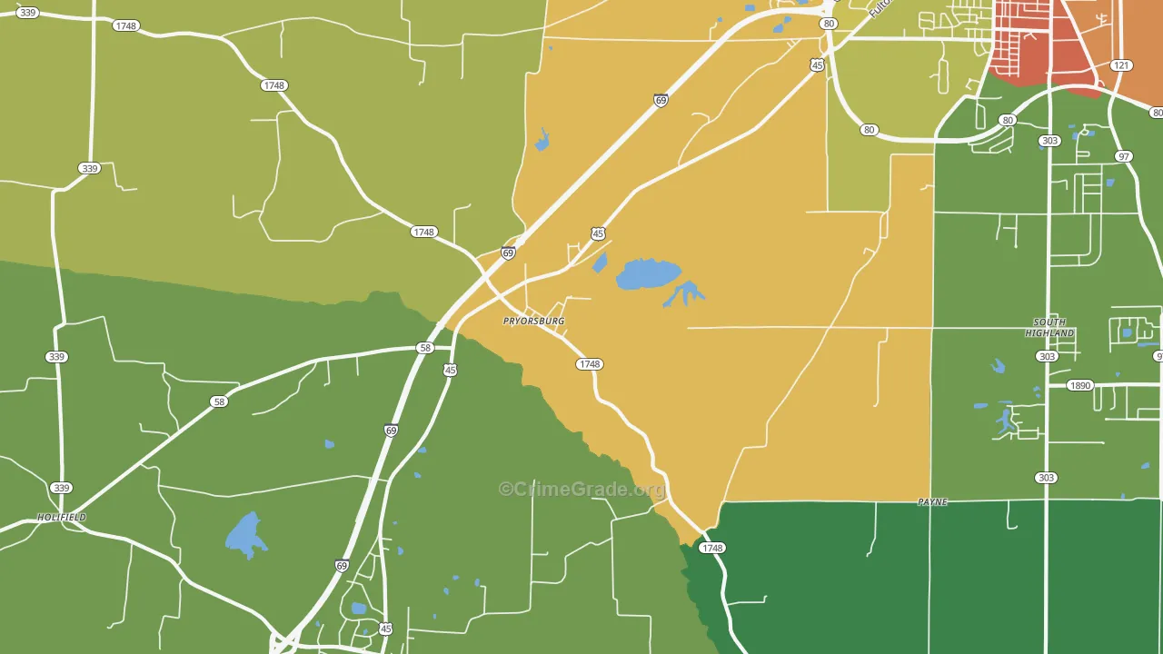 Pryorsburg, KY Map of Drug-Related Crime Rates