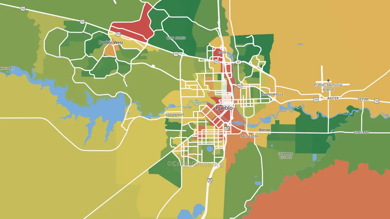Pueblo County, CO Map of Drug-Related Crime Rates