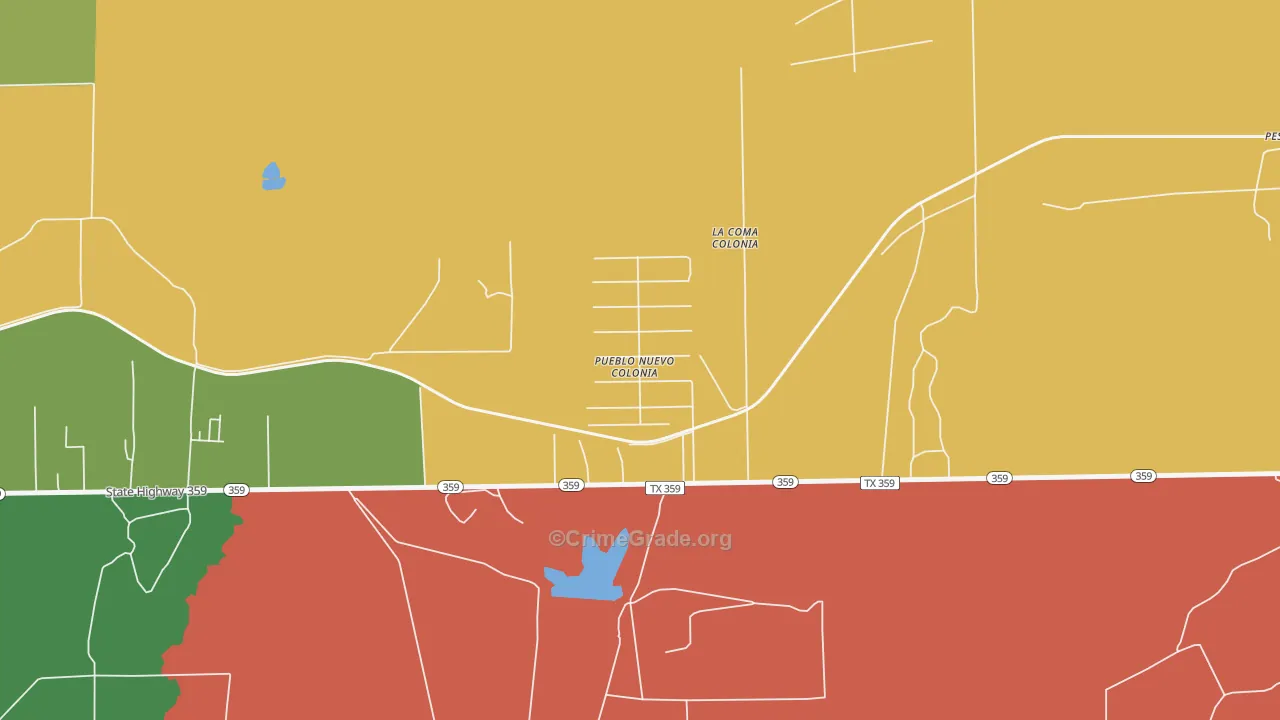 Pueblo Nuevo, TX Map of Drug-Related Crime Rates