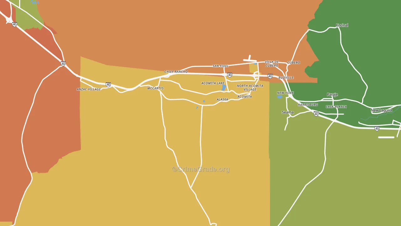 Pueblo Of Acoma, NM Map of Drug-Related Crime Rates