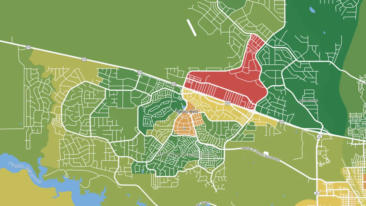 Pueblo West, CO Map of Drug-Related Crime Rates