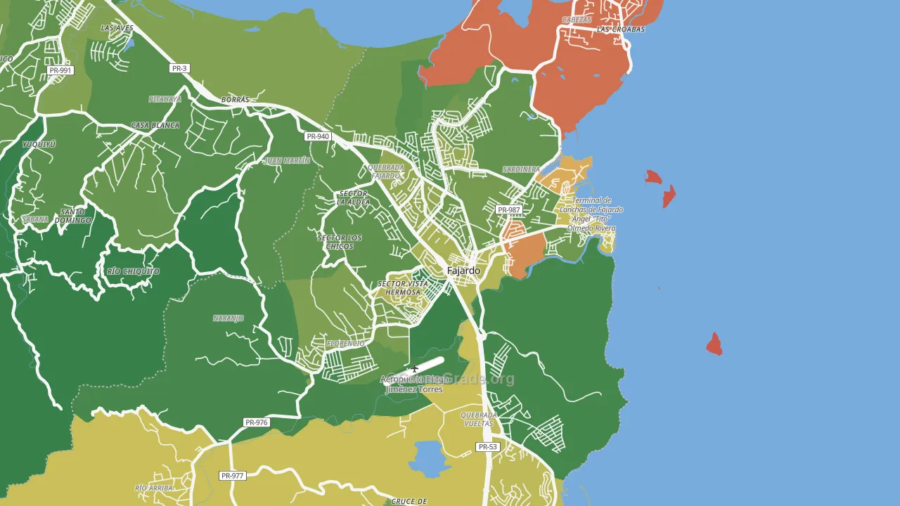 Puerto Real, PR Map of Drug-Related Crime Rates