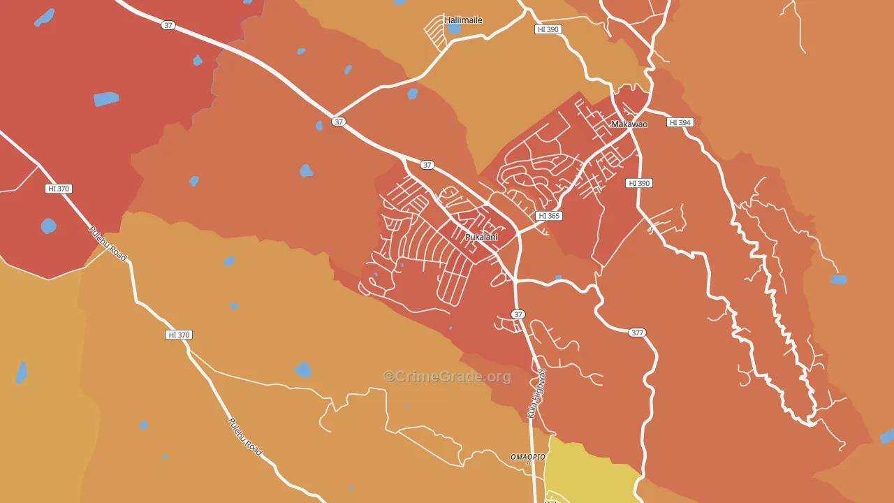 Pukalani, Makawao, HI Map of Drug-Related Crime Rates