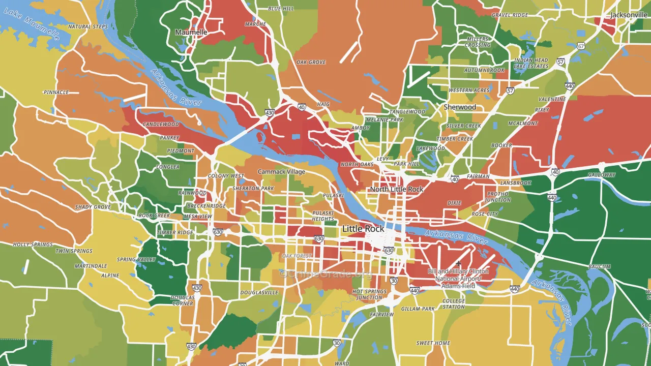 Pulaski County, AR Map of Drug-Related Crime Rates
