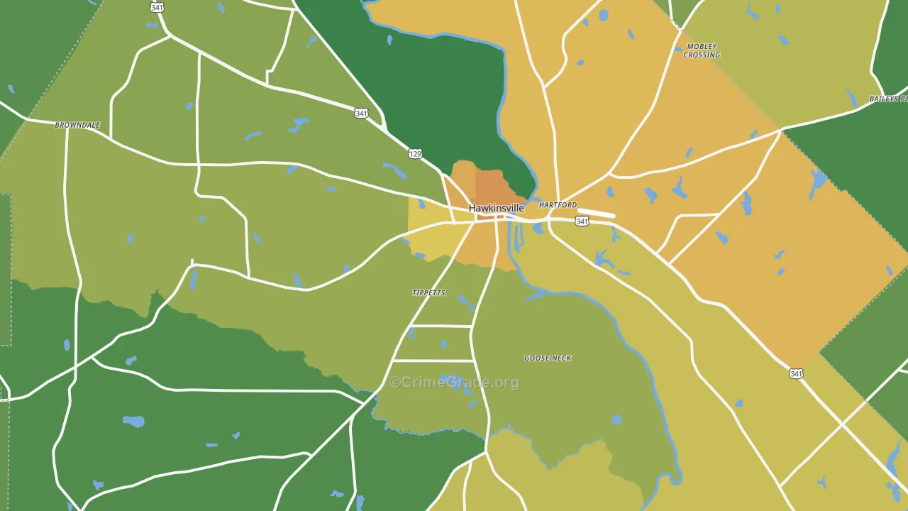 Pulaski County, GA Map of Drug-Related Crime Rates