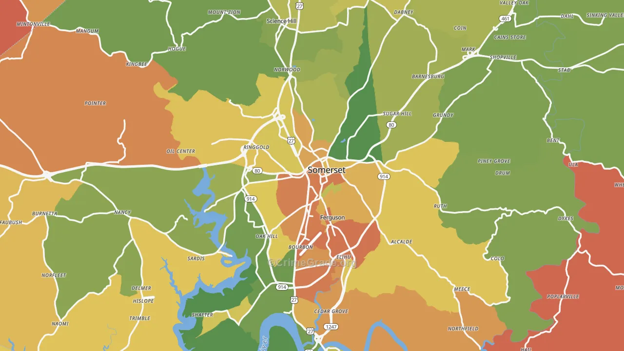 Pulaski County, KY Map of Drug-Related Crime Rates