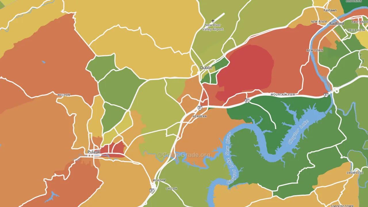 Pulaski County, VA Map of Drug-Related Crime Rates