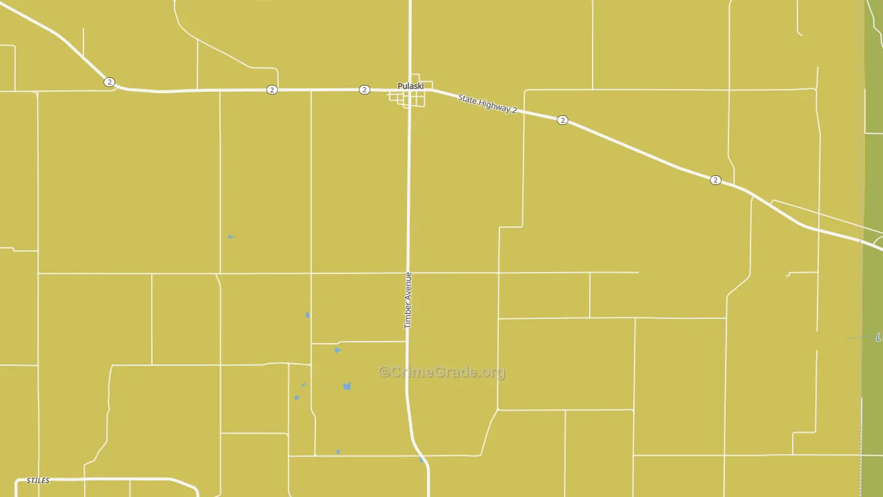 Pulaski, IA Map of Drug-Related Crime Rates