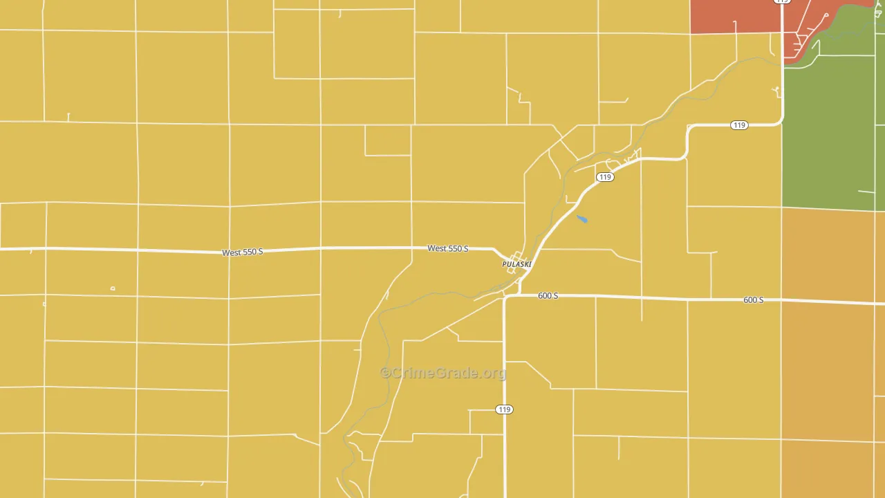 Pulaski, IN Map of Drug-Related Crime Rates