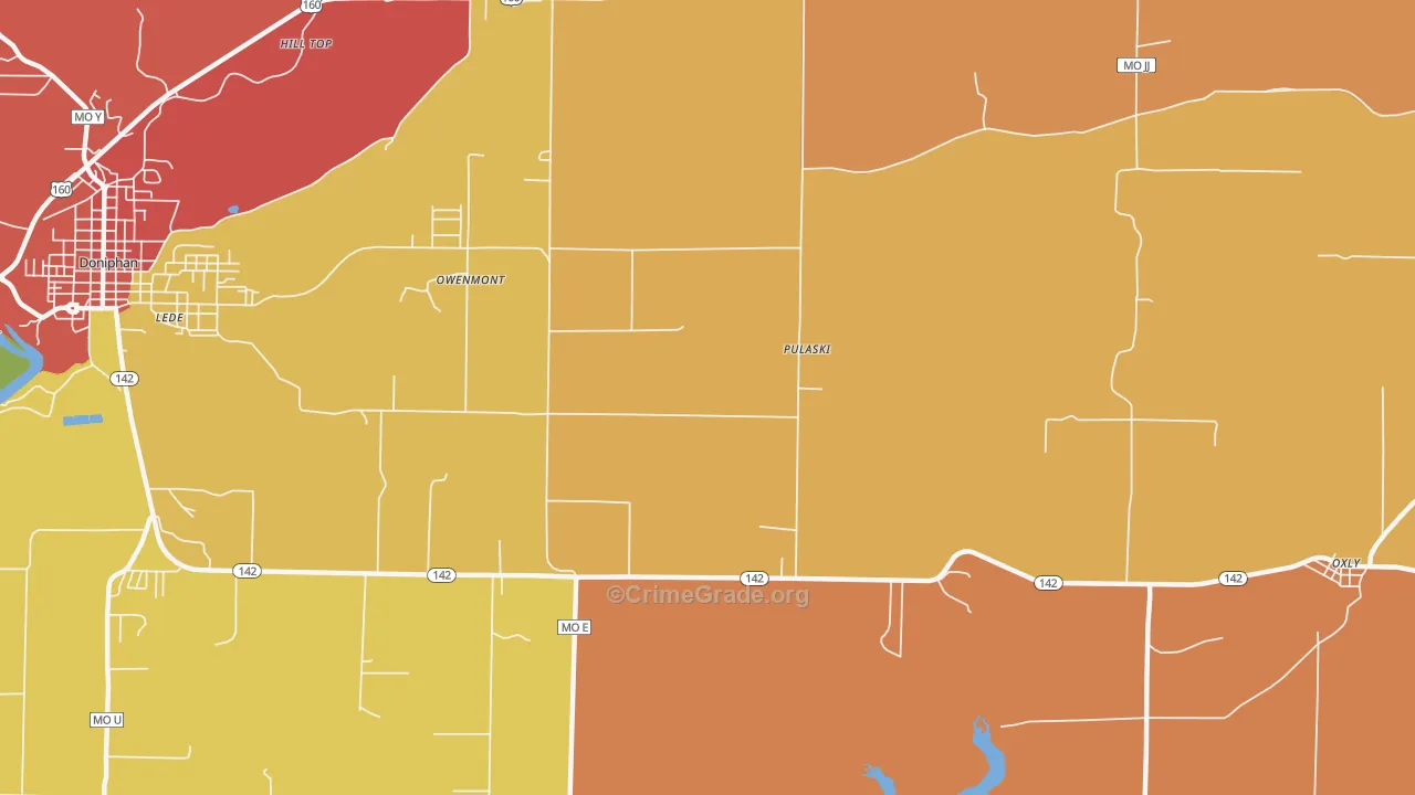 Pulaski, MO Map of Drug-Related Crime Rates