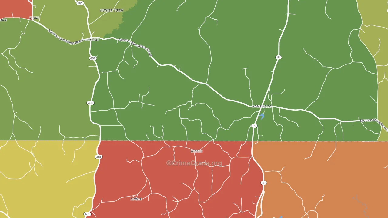 Pulaski, MS Map of Drug-Related Crime Rates