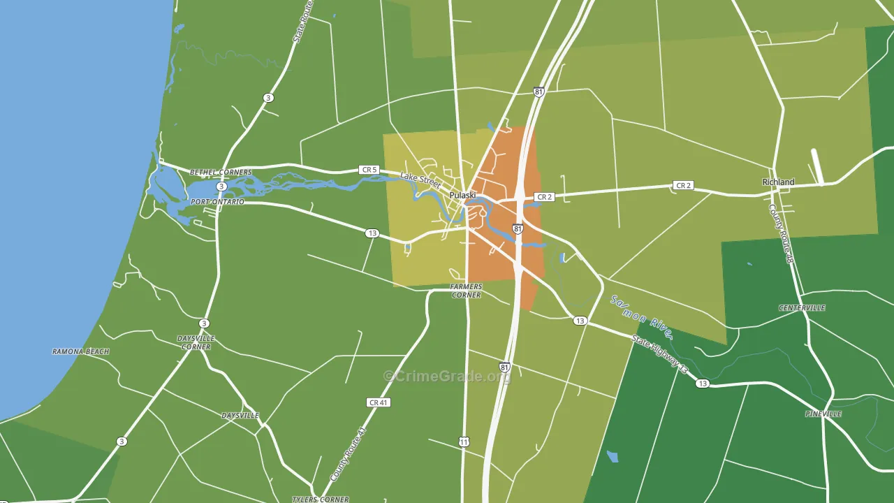 Pulaski, NY Map of Drug-Related Crime Rates