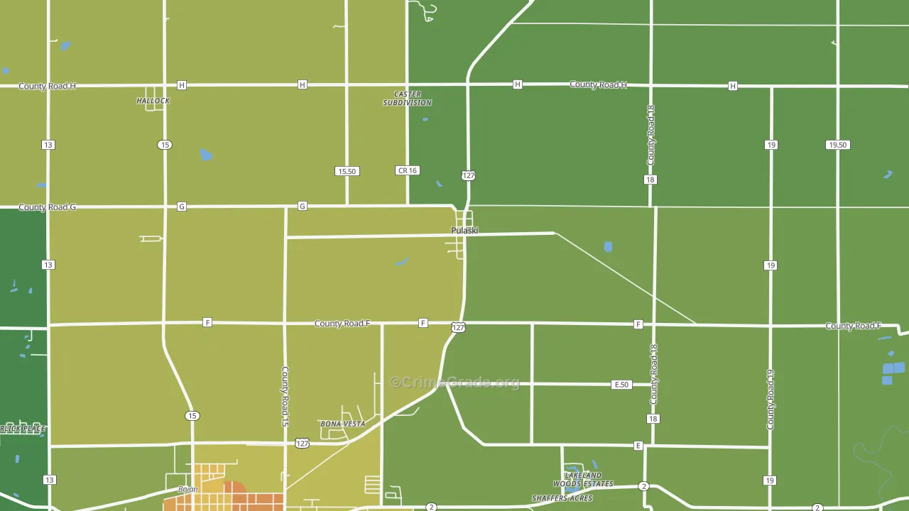 Pulaski, OH Map of Drug-Related Crime Rates