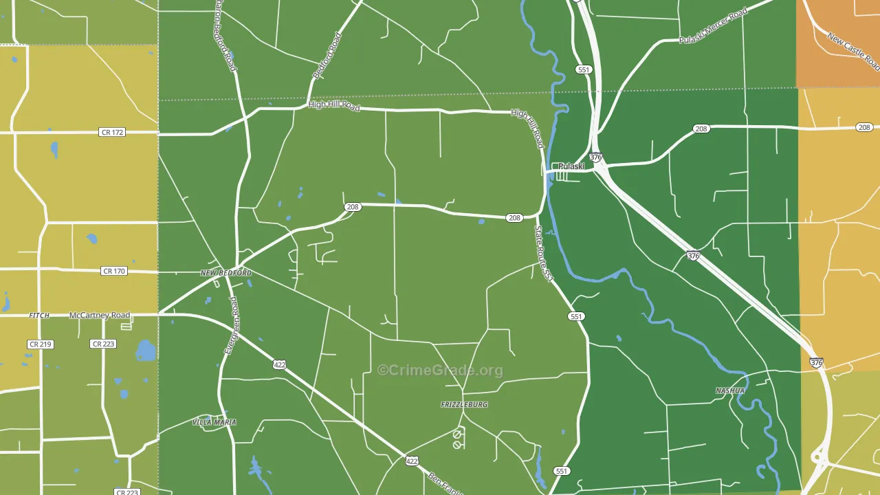 Pulaski, PA Map of Drug-Related Crime Rates