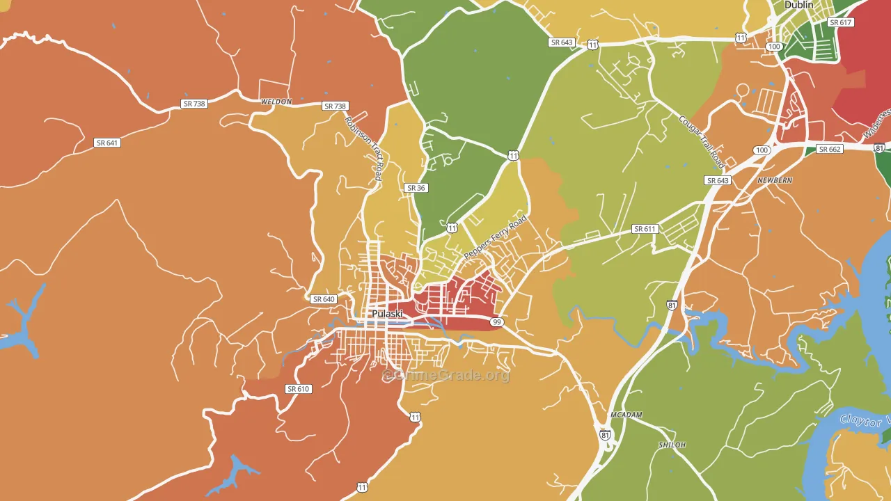 Pulaski, VA Map of Drug-Related Crime Rates