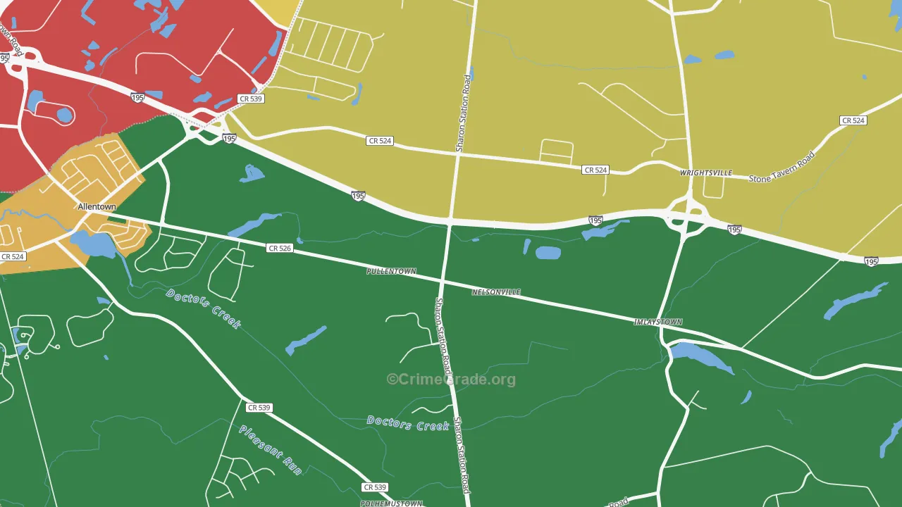 Pullentown, NJ Map of Drug-Related Crime Rates