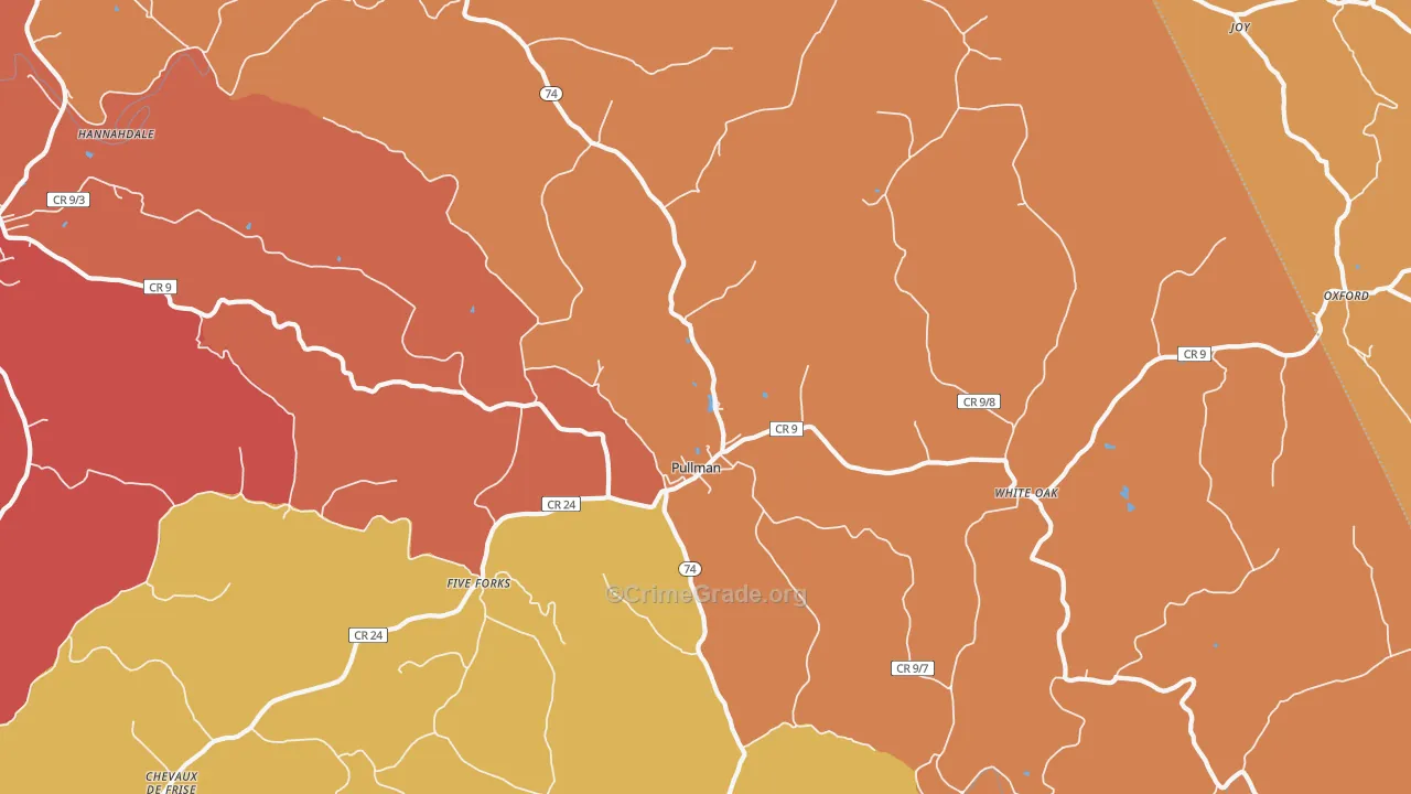Pullman, WV Map of Drug-Related Crime Rates
