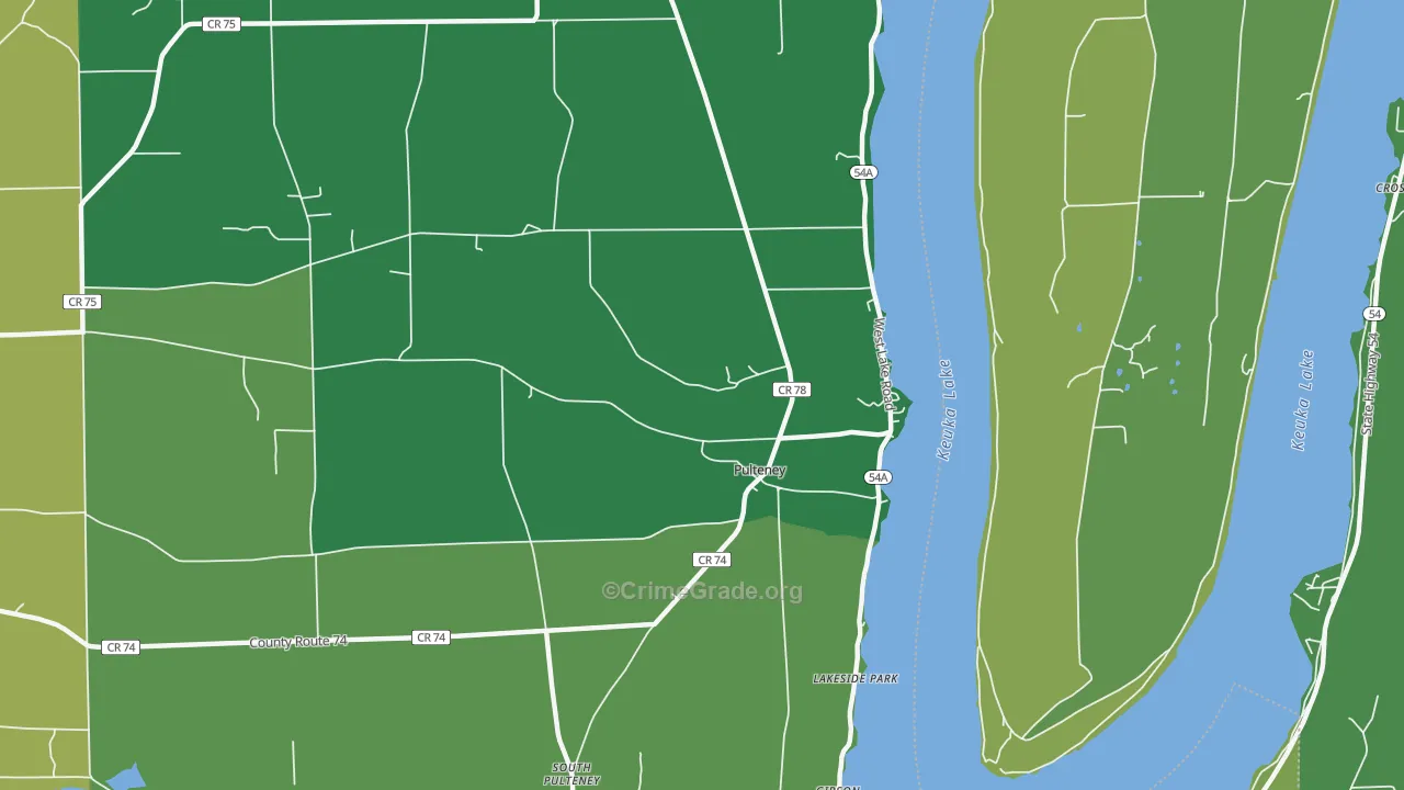 Pulteney, NY Map of Drug-Related Crime Rates