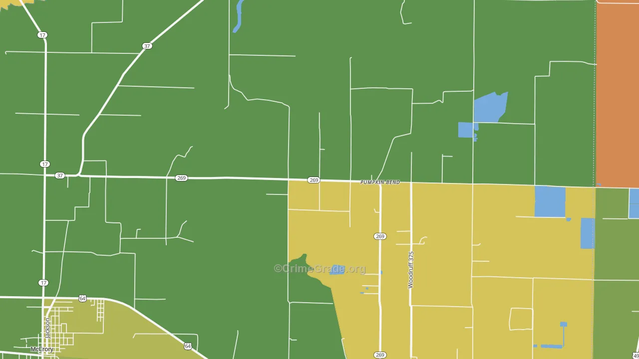Pumpkin Bend, AR Map of Drug-Related Crime Rates