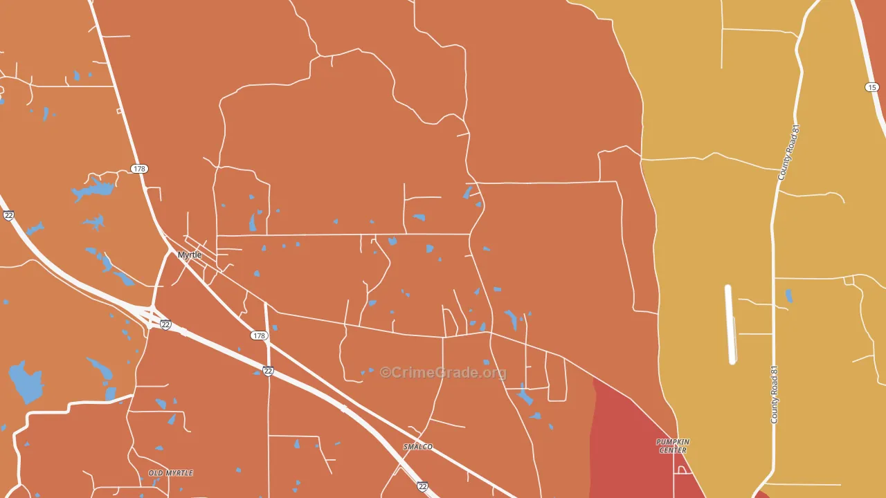 Pumpkin Center, MS Map of Drug-Related Crime Rates