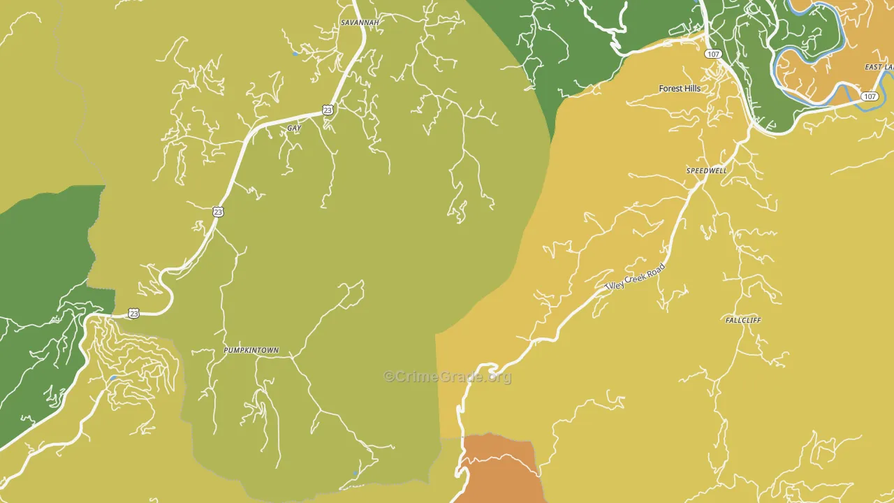 Pumpkintown, NC Map of Drug-Related Crime Rates
