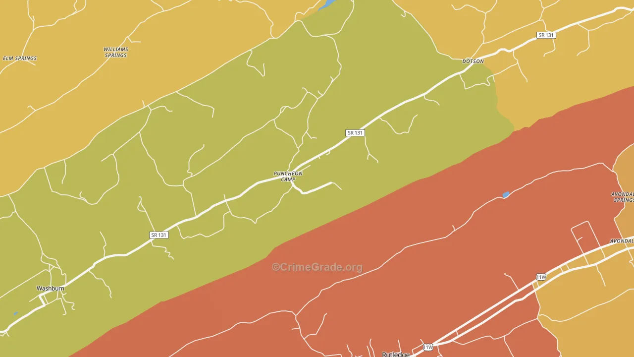 Puncheon Camp, TN Map of Drug-Related Crime Rates