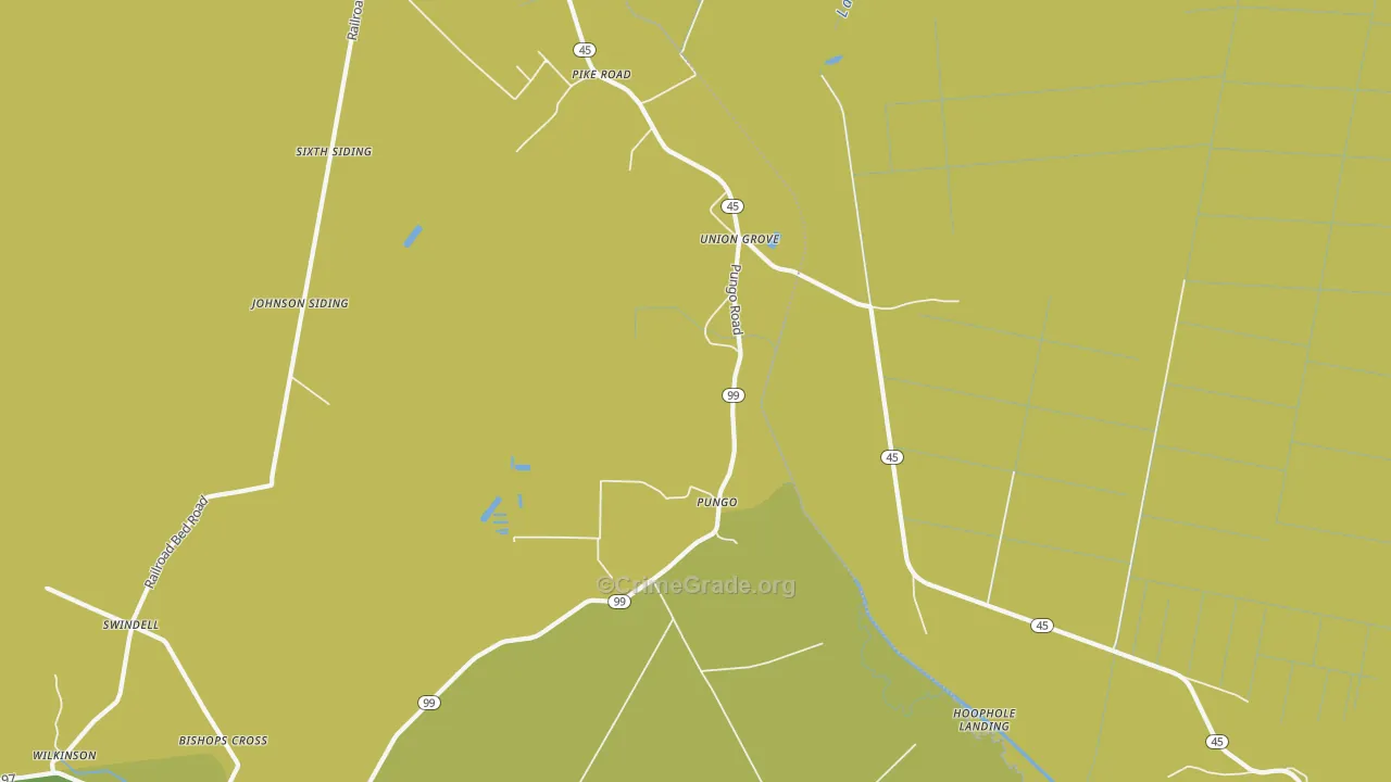 Pungo, NC Map of Drug-Related Crime Rates