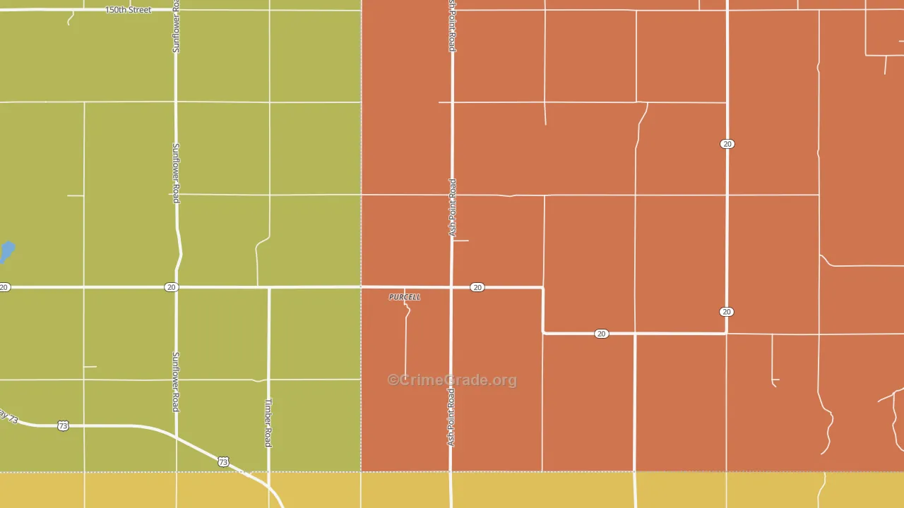 Purcell, KS Map of Drug-Related Crime Rates