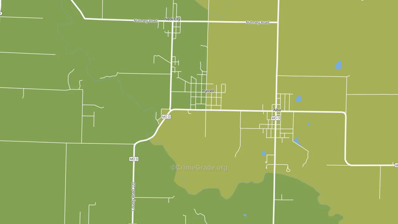 Purcell, MO Map of Drug-Related Crime Rates