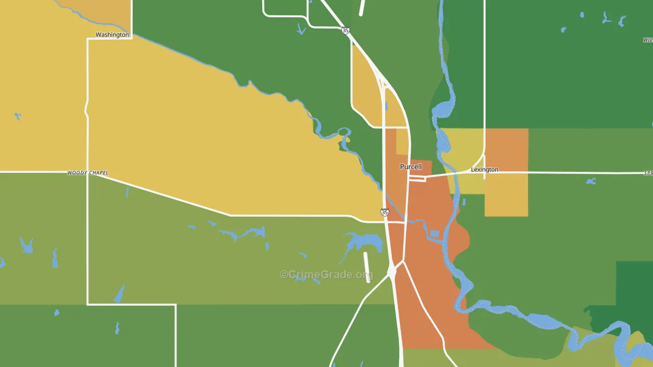 Purcell, OK Map of Drug-Related Crime Rates
