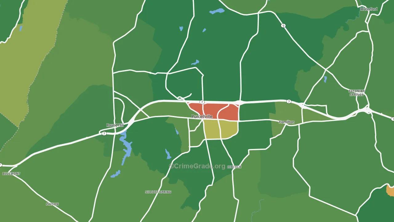 Purcellville, VA Map of Drug-Related Crime Rates