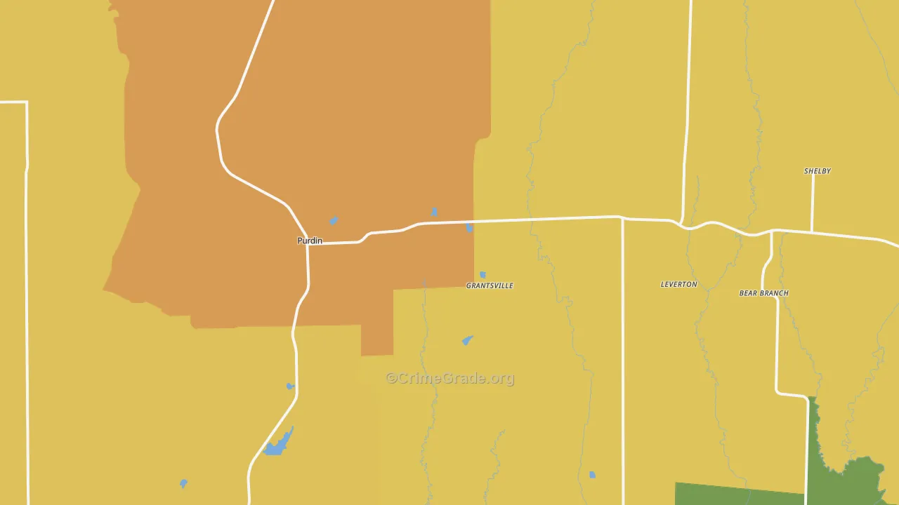 Purdin, MO Map of Drug-Related Crime Rates