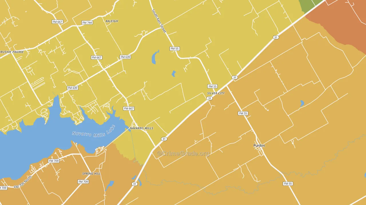 Purdon, TX Map of Drug-Related Crime Rates