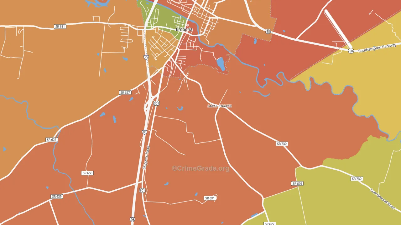 Purdy, VA Map of Drug-Related Crime Rates