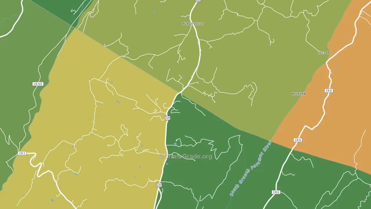 Purgitsville, WV Map of Drug-Related Crime Rates