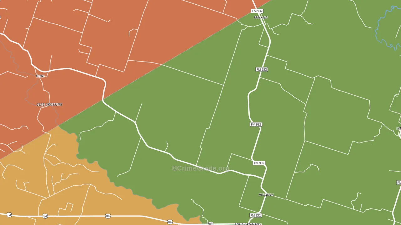 Purmela, TX Map of Drug-Related Crime Rates