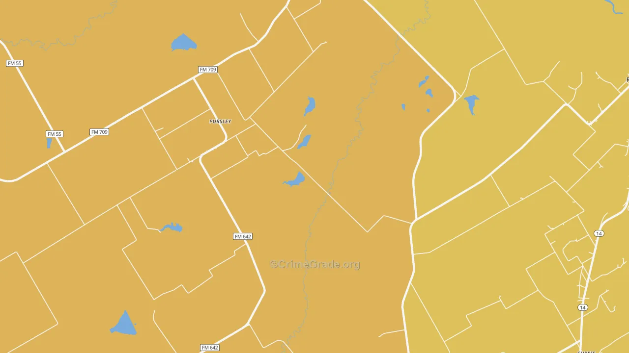 Pursley, TX Map of Drug-Related Crime Rates