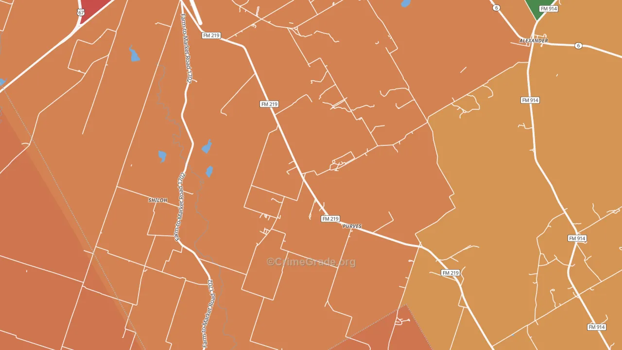 Purves, TX Map of Drug-Related Crime Rates