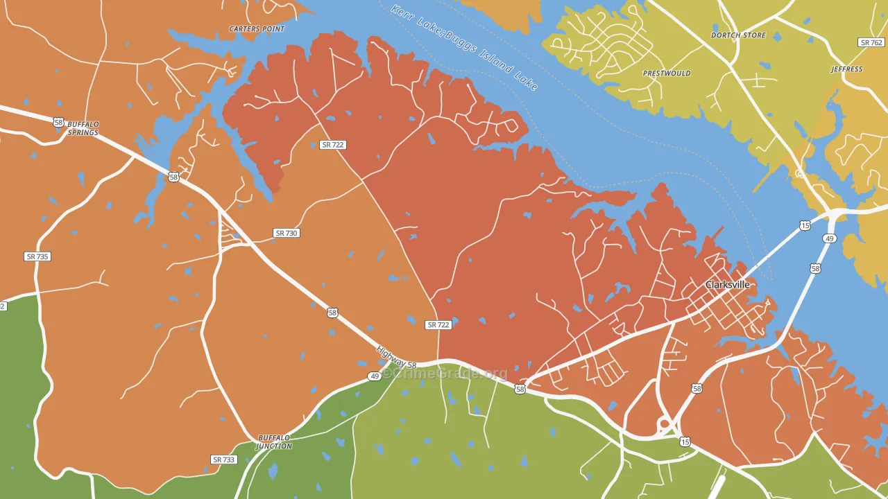 Puryear Corner, VA Map of Drug-Related Crime Rates