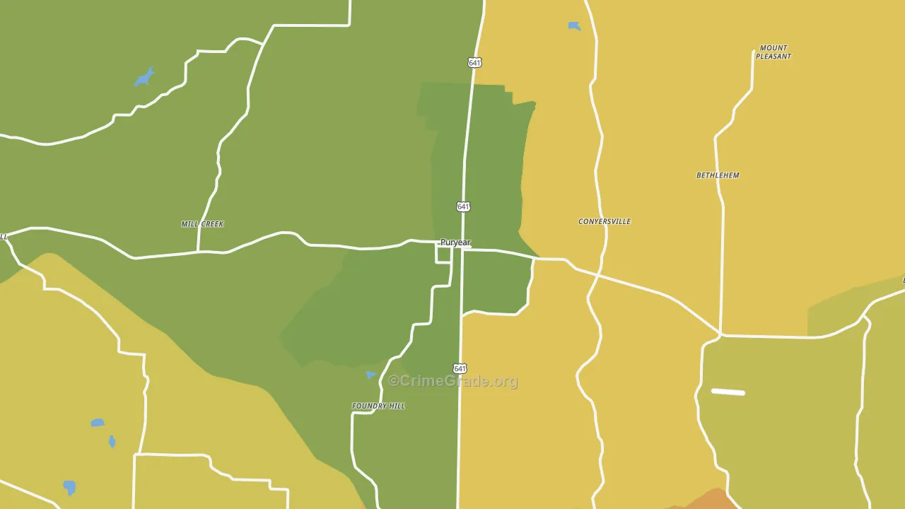 Puryear, TN Map of Drug-Related Crime Rates