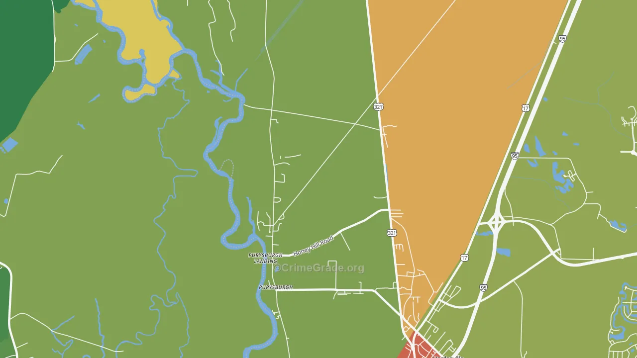 Purysburgh, SC Map of Drug-Related Crime Rates