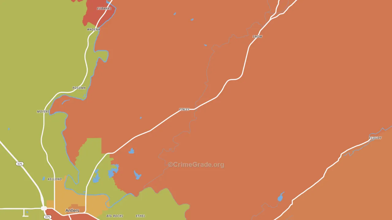Pushmataha County, OK Map of Drug-Related Crime Rates