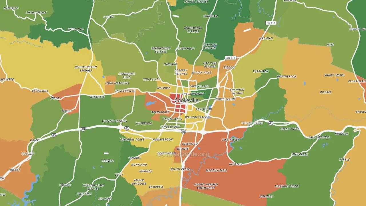 Putnam County, TN Map of Drug-Related Crime Rates